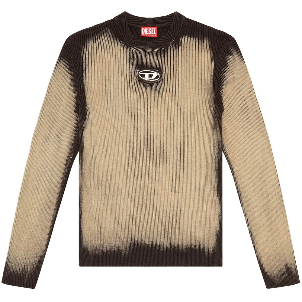 Diesel Men's Tan K-Darin Jumper Crewneck Sweater Knit Designer Size Medium